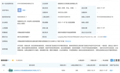 新東方跨界文旅 洛陽成立沃凱德，布局因私出入境中介服務(wù)